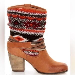 Steve Madden Tolteca Cognac Leather Southwest Mid Calf Boots. Size 9